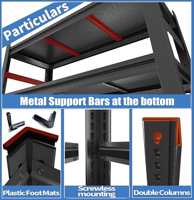 Garage Shelving Unit 2200 LBs Storage Shelves Heavy Duty, 4 Tier Adjustable Metal Shelf Industrial Utility Shelf Organiazation Storage Racks for Tools Garage Basement Warehouse 35.4"W*15.7"D*54.3"H