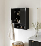 ARIEL Milan Bathroom Wall Cabinet 31" H x 23.1" W x 8" D - Open Shelf - Black