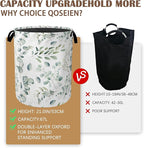 Green Eucalyptus Collapsible Laundry Baskets,Leaves Branches Laundry Hamper,Storage Basket with Handles for Bathroom Bedroom College Dormitory Living Room Nursery Organizer 16"x20"