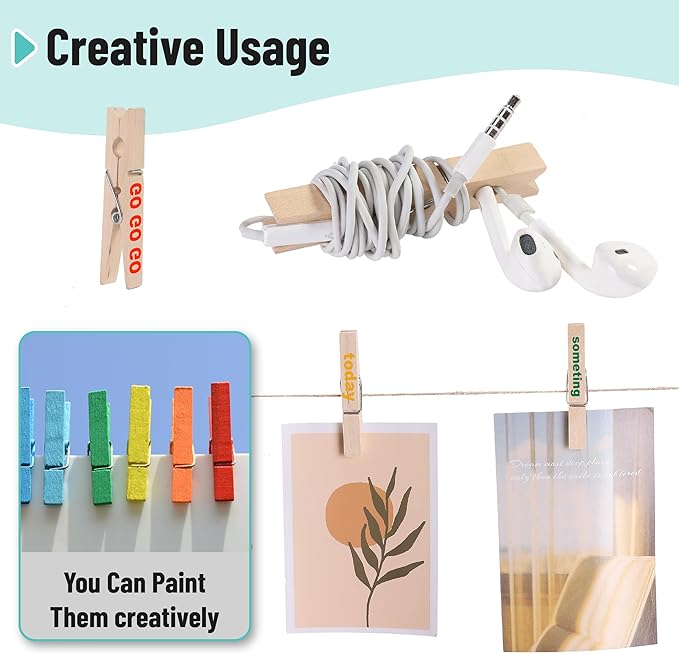 Mr. Pen- Wooden Clothes Pins, 2.9 Inch, 200 Pack, Bulk, Large Natural Wood Clips for Crafts, Classroom Projects, Hanging Photos, Chip Bags, Decoration, Rust Resistant Spring