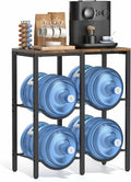 VINAEMO 5 Gallon Water Jug Holder, 3-Tier Water Jug Stand with Extended Wood Tabletop Shelf, 4 Slots 5 Gal Water Bottle Holder Storage Rack with Water Dispenser Stand for Home,Office,Garage Organizer