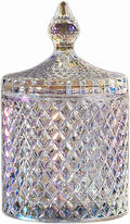 Colorful Glass Jar With Lid,Candy Cookie Jars,Jewelry Box,Buffet Jar,Iridescent Decor,Decorative Jar(Dazzling Colors)