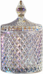 Colorful Glass Jar With Lid,Candy Cookie Jars,Jewelry Box,Buffet Jar,Iridescent Decor,Decorative Jar(Dazzling Colors)