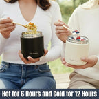 Stainless Steel Insulated Food Jar Set of 2 (16oz + 12oz) | Wide Mouth | Soup Thermo for Hot Food Lunch Container | Thermal LunchBox | Insulated Soup Bowl | Hot and Cold Lunch Box for Adults | Black