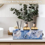 Toilet Paper Baskets Collapsible Storage Bin Rectangular Decorative Basket for Organizing Toilet Paper Basket for Bathroom Living Room Countertop Decor, Butterfly Marble Blue Violet