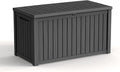 180 Gallon Waterproof Outdoor Storage Box, UV Resistant Resin Deck Box with Hydraulic Rod for Reinforced Stability, Perfect for Patio, Garden, and Pool（Black，180 Gallon）