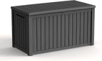 180 Gallon Waterproof Outdoor Storage Box, UV Resistant Resin Deck Box with Hydraulic Rod for Reinforced Stability, Perfect for Patio, Garden, and Pool（Black，180 Gallon）
