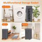 Laundry Basket with Wheels, 90L Rolling Laundry Hamper with Wheels, Large Clothes Hamper on Wheel with Removable Mesh Bag for Bedroom, Bathroom, Dorm, Grey