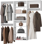 ROOMTEC Modular Closet System, 90" Wall-Mounted Closet Organizer with Hanging Rods, Modern Wooden Tower for Walk-In Closets, Wardrobe Storage Kit, White