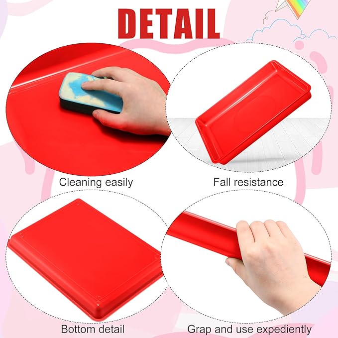 Maitys 15 Pcs Flat Plastic Trays 16.1 x 11.8'' Sensory Storage Paper Tray Stackable Classroom Bins for Office Home Organizer Crafts Supplies(Red)