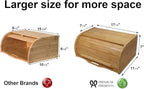 Large bread box bread basket wooden box storage boxes kitchen counter organizer, roll top breadbox. bread boxes for kitchen countertop. Bamboo wooden boxes. (Natural)