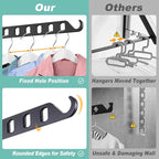 Wall Mounted Clothes Hanger with Swing Arm - 8-Hole Laundry Drying Rack | 180° Rotation & Space Saving for Laundry Room, Closet | Sturdy Hanging Bar | Solid Aluminium(2-Pack, Black)