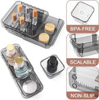 14 Pcs Clear Drawer Organizer, Adjustable Drawer Storage Box, 3-Size Desk Drawer Organizer, Acrylic Storage Bins for Makeup, Kitchen Utensils, Bedroom Dressers Tool Organizer for Gadgets, Black