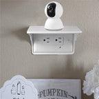 Horizontal Wall Outlet Shelf. Home Wall Shelf Organizer for Outlets. Perfect for Bathroom, Kitchen, Bedrooms with Cord Management and Easy Installation. White 2-Pack