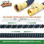Flexi Hose Expandable Garden Hose with 8 Function Nozzle, 25FT - Lightweight Retractable Garden Hose, Water Hose - No-Kink Flexibility, 3/4 Inch Solid Brass Fittings and Double Latex Core