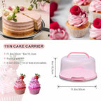 10in Plastic Cake Carrier with Handle, Round Cake Holder with Lid Pink Cake Container for 6in/8in/10in Cake(green)