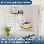 2 Pack Garage Wall Shelf, Wall Mounted Storage Shelves, Heavy Duty Metal Shelves for Room Wall, Loads 80 LBS Floating Shelves Mesh Storage Rack for Garage, Office, Basement,Wall Cabinet and Kitchen