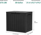 YITAHOME 30 Gallon Outdoor Storage Box, Small Water Resistant Resin Deck Box, Indoor Outdoor Lockable Rattan Storage Container for Patio, Garden, Cushions, Tools, Equipment (Black)