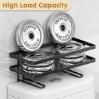 PowerKing Over The Toilet Storage Shelf, Bathroom Organizer Rack with 2 Hooks, No-Drill, Rust-Resistant Steel, Toilet Paper Holder for Restroom Bathroom, Black