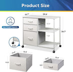DEVAISE 3 Drawer Mobile File Cabinet, Rolling Printer Stand with Open Storage Shelf, Fabric Lateral Filing Cabinet fits A4 or Letter Size for Home Office, White