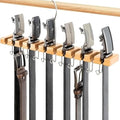 Wooden Belt Hanger for Closet 2-in-1 Wall Mount Belt Organizer Holder for Closet Organizer Storage, Ratchet Belt Rack Closet Accessories with 12 Slots & 11 Hooks