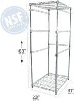 MonsterRAX 5-Tier Heavy Duty Garage Slide Rack for 27-Gallon Totes. Industrial metal organization, 250lb capacity, NSF Certified. (Bins not included) (Silver)