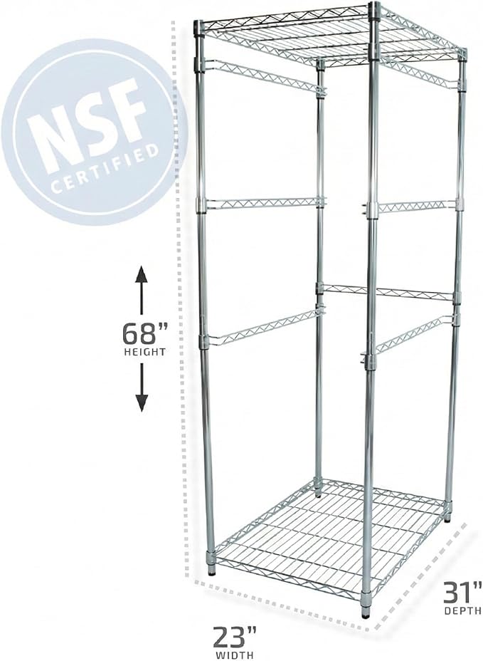 MonsterRAX 5-Tier Heavy Duty Garage Slide Rack for 27-Gallon Totes. Industrial metal organization, 250lb capacity, NSF Certified. (Bins not included) (Silver)