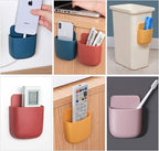 3 Pcs Remote Control Holder, Wall Mount Pen Holder Hole-Free Self Adhesive Phone Charging Organizer Pencil Storage Containers for Home Office School Supply Orgaizer (Blue