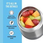 THERMOS FUNTAINER Insulated Food Jar, 10 Ounce, Kid Friendly Food Jar with Foldable Spoon, Gray