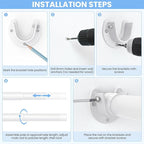 Closet Rods for Hanging Clothes, 17 to 39 Inch Heavy Duty Stepless Adjustable Closet Hanging Rod, 1.3 Inch Diameter Metal Closet Rod for Wardrobes Laundry Bedroom RV, White