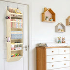 Lifewit 1 Pack Over the Door Organizer, Clear Window Hanging Storage with 4 Side Pockets, Anti Tilt 40 lbs Load Behind Door for Pantry, Nursery, Bathroom, Bedroom, Dorm, 5 Section, Beige