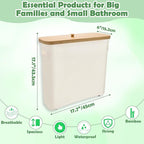 24L Toilet Paper Storage with Bamboo Lid and Anti Slip Foot Nail for 12-Roll Standard Toilet Paper Container Oxford Storage Holder with Handle Beige