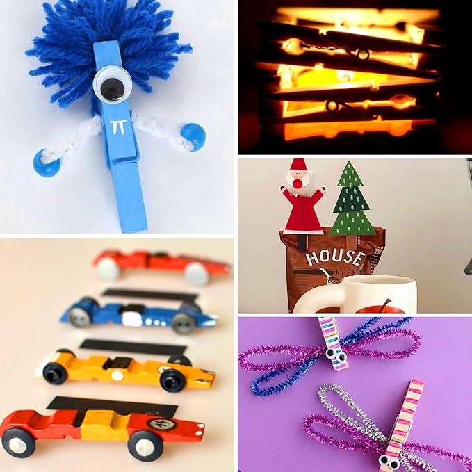 60Pcs Colored Clothes Pins Wooden, Colored Clothespins for Crafts 2.9 Inch, Clothing Pins for Hanging Classroom
