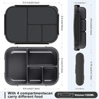 Lunch Box Kids,Bento Box Adult,Leakproof Lunch Containers for Adults/Kids/Toddler,1200ML-4 Compartments bento Lunch box with Utensil,Microwave & Dishwasher & Freezer Safe (Dark Gray)