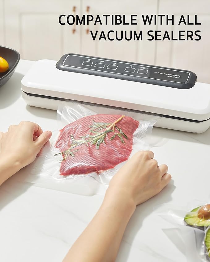 Syntus 11" x 100' and 8" x 100' Vacuum Sealer Bags for Food with Cutter, Vacuum Sealer Bags Roll Keeper BPA-free Heavy-duty Commercial Grade for Food Storage, Meal Prep and Sous Vide