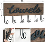 Mkono Towel Holder Wall Mounted Towel Rack Bathroom Decor Rustic Wood Towel Hooks to Hang Towels Bathroom Robe Coat Clothing, Bath Towel Hanger Storage Home Decor Organizer, Medium