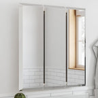 Design House Cyprus 25-in. Wide Medicine Cabinet, 3 Frameless Mirrored Doors, 2 Interior Shelves, Pre-Assembled, Surface or Recess Mounted, White/Clear, 25.1 in. W x 4.4 in. D x 24.5 in. H, 597484