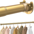 Closet Rods for Hanging Clothes, 17 to 39 Inches Stepless Adjustable Metal Closet Rod, 1.3 Inches Heavy Duty Clothes Hanging Rod for Closet Wardrobes Laundry RV, Golden