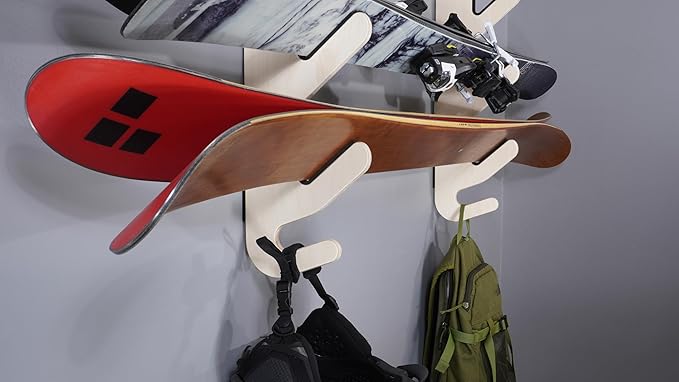 Grassracks Birch Wood Ski Rack - The Hallsteiner Series Horizontal Ski Wall Mount (3 or 4 Pairs of Skis, Birch)