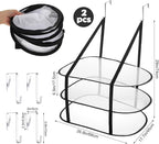 2 Pcs Flat Over The Door Folding Drying Rack, 3 Tier Black Large Laundry Hanging Dryer Sweater Drying Rack Mesh Clothes Hanging Fold Flat Dry Hanger for Small Spaces, Apartments, Dorms, Bathrooms