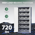 Letaya Metal Storage Cabinet with Lock Door, 71" Adjustable Shelf Steel Lockers for Office, Home,School,Garage Utility Tool Cabinet (2 Door-White&Gray)