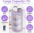 Set of 2 Large Laundry Baskets for Adult, 95L Collapsible Laundry Baskets with Aluminum Handles, Portable Dirty Clothes Hampers for Bedroom, Travel, Purple + Navy Blue