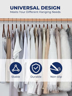 Smartor Wooden Hangers 20 Pack, Solid Wood Coat Hanger for Closet, Heavy Duty Wood Hangers for Suits, Shirts, Dresses, with 360° Rose Gold Hook, Non Slip Pant Bar, Walnut