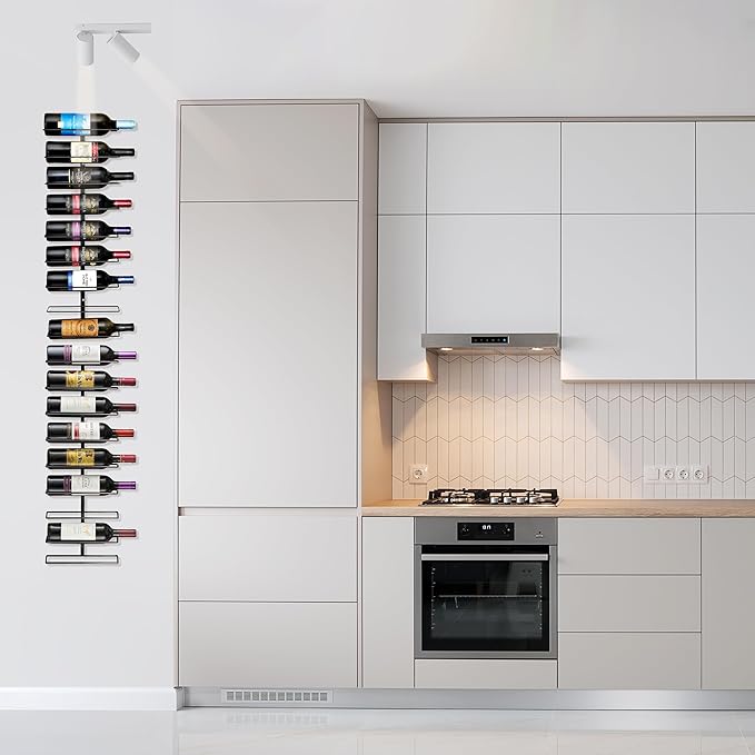 Sorbus Wall Mount Wine Rack 2-Pack – Holds 9 Bottles Each – Black Metal Wine Bottle Holders for Wall, Modern Wine Rack for Home Bar, Kitchen