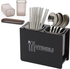 Kitchen Utensil Holder, Metal Silverware Holder with 2 Plastic Cups and Base, Modern Farmhouse Kitchen Decor, Countertop Utensil Organizer for Spoons Cooking Tools (Black)