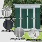 Outdoor Vertical Metal Storage Shed 5 x 3 Feet, Corrosion Resistant Steel with Sliding Door Suitable for Garden Bike, Tool Metal Storage Shed （Green）