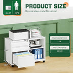 Letaya Mobile 3 Drawer File Cabinet with Lock-Metal Lateral Rolling Printer Stand Filing Cabinets for Home Office-Storage A4/F4/Letter (White)