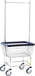 R&B Wire™ 100E58KD Commercial Wire Laundry Cart with Double Pole Rack, 2.5 Bushel, Chrome
