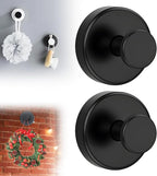 Suction Cup Hooks for Wreaths on Glass, 2025 New No Drill Suction Cup Hooks for Shower, Wreath Hanger Holder for Front Door, Upgraded Towel Hooks for Window Bathroom Mirrors (2, Black)