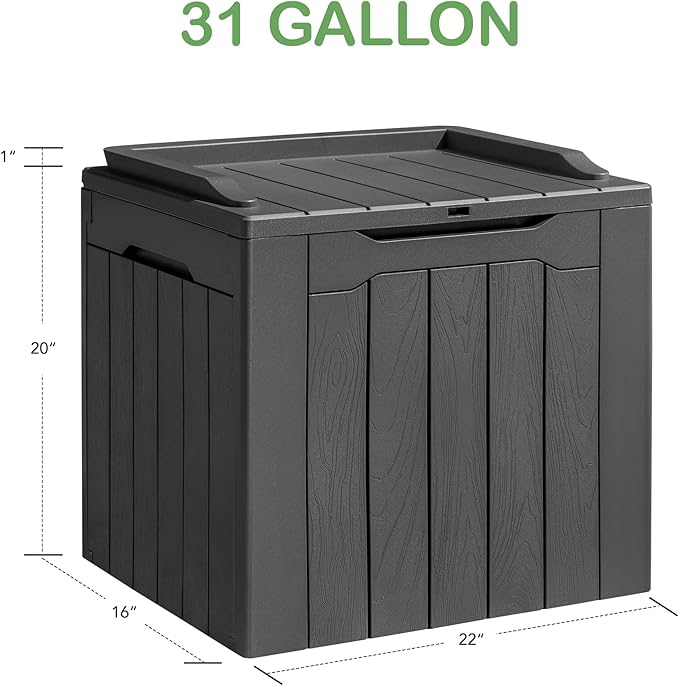 Homall 31 Gallon Resin Deck Box Waterproof Outdoor Storage Lockable Indoor Outdoor Organization and Storage Container for Patio Furniture Cushions, Garden Tools (Grey)